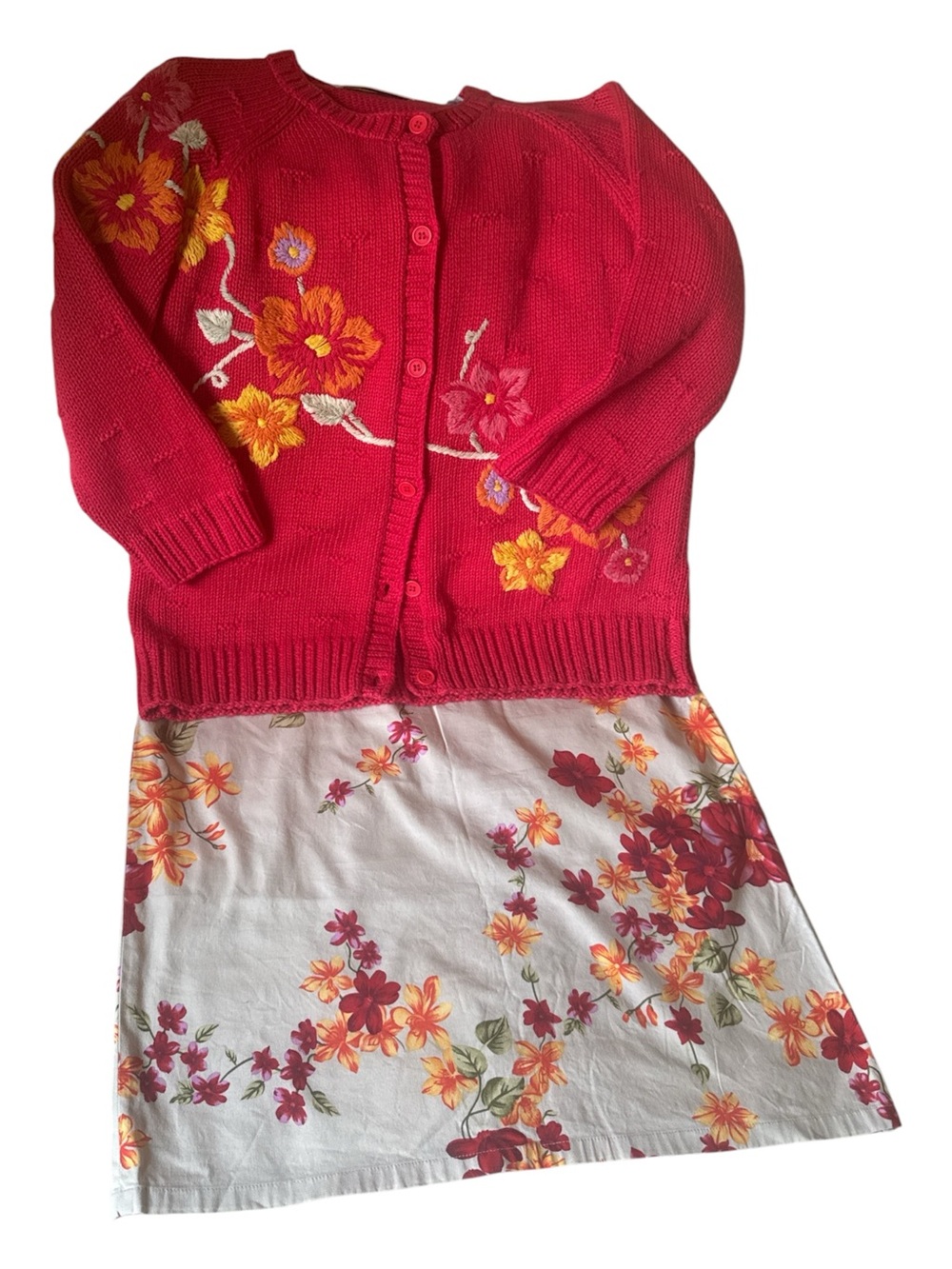 Marisa Christina women’s Floral Embroidered Cardigan with skirt size small